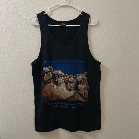 Harley Davidson Mount Rushmore  sturgis 1995 tank top black vintage medium - Picture 1 of 5